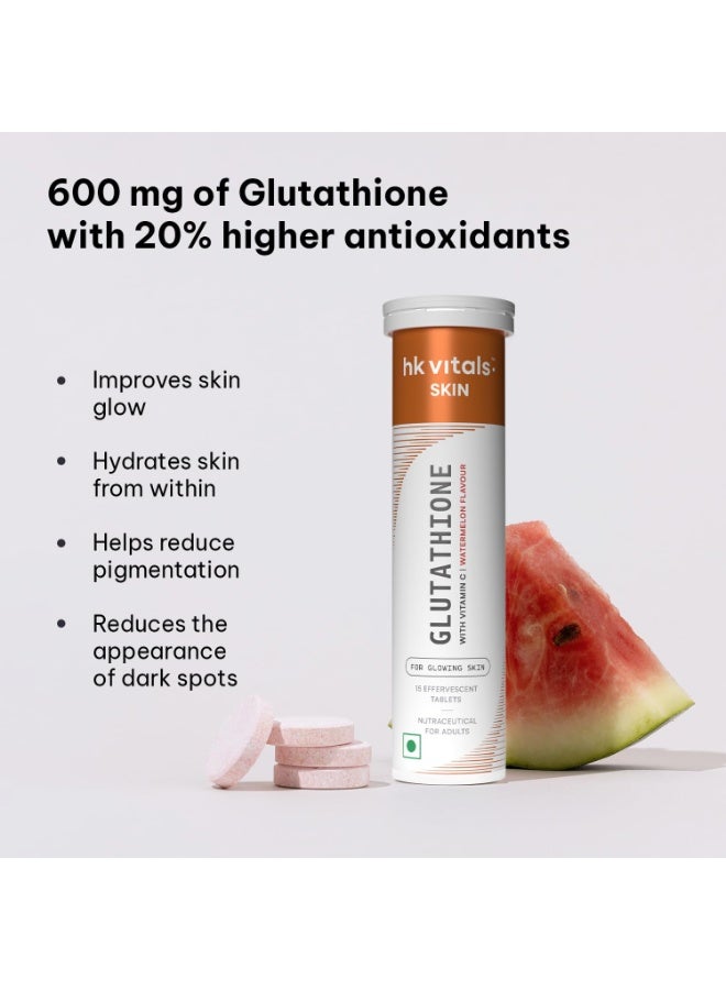 HK Vitals Glutathione - 15 Effervescent Tablets | L-Glutathione Tablets with Vitamin C & E, for Skin Glow & Hydration, No Added Sugar, Watermelon Flavour (Pack of 2) - Image 4