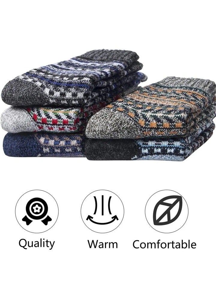 Womens Wool Socks, 5 Pairs Thick Knit Vintage Winter Warm Cozy Crew Socks Gifts - Image 3