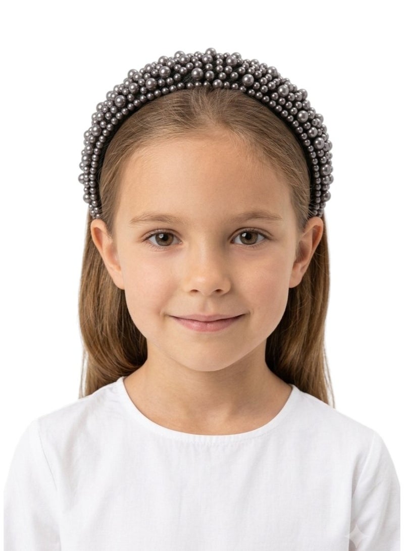 Bidani Faux Pearl Headband - Gray - Image 1