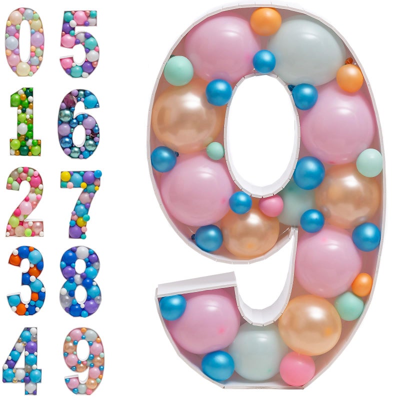 JoyBox Design Mosaic Balloon Frame Numbers 9 PreCut Large Foam Board Sign CutOut for Boy Girl Birthday Backdrop Anniversary Decoration - Image 2