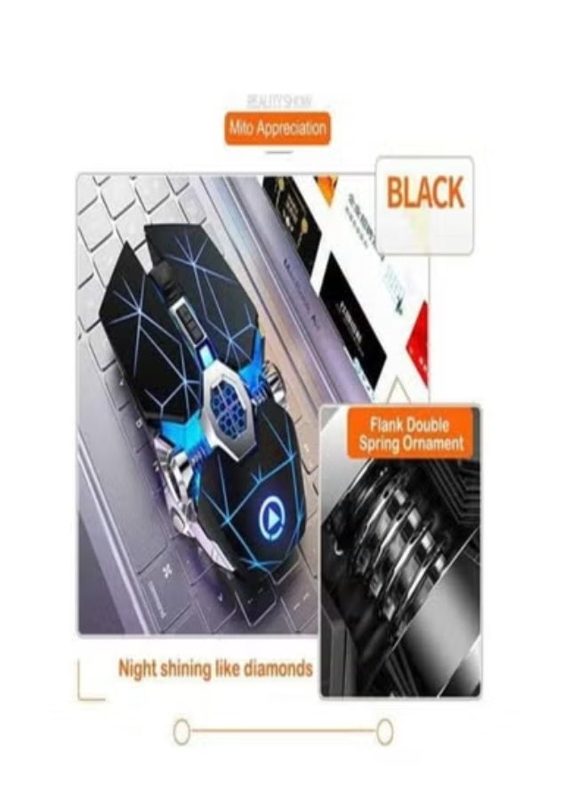 AROAQ 7 Color LED Gaming Mouse Wireless Mouse Gaming USB Backlit Rechargeable for PC (Black) - Image 4