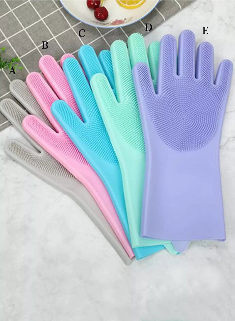 1pair Silicone Dishwashing Glove - Image 1