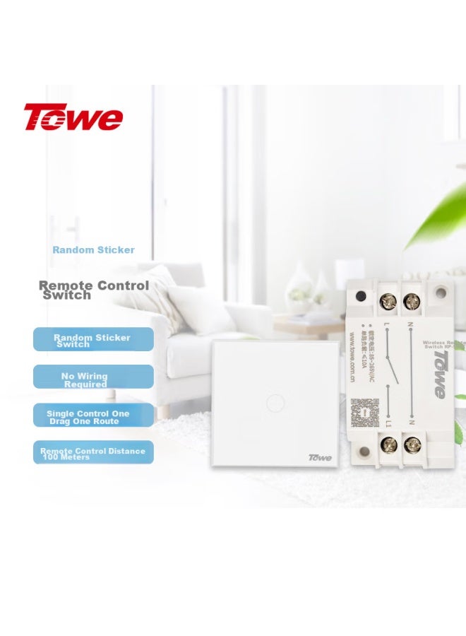 Towe Wireless Single-control Switch, No Wiring Required, Adhesive Remote Control Switch, 220v Smart Wireless Household Remote Control Adhesive Switch, No Wiring Required, Ap-wsk1/m - Image 1