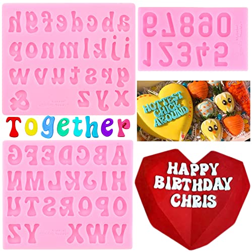 Zixiang Letter Molds Chocolate Covered Strawberries Silicone Uppercase Lowercase Alphabet Number Fondant Mold For Making Candy Gummy Biscuit Ice Cube Tray Cake Decoration Set Of 3 - Image 1