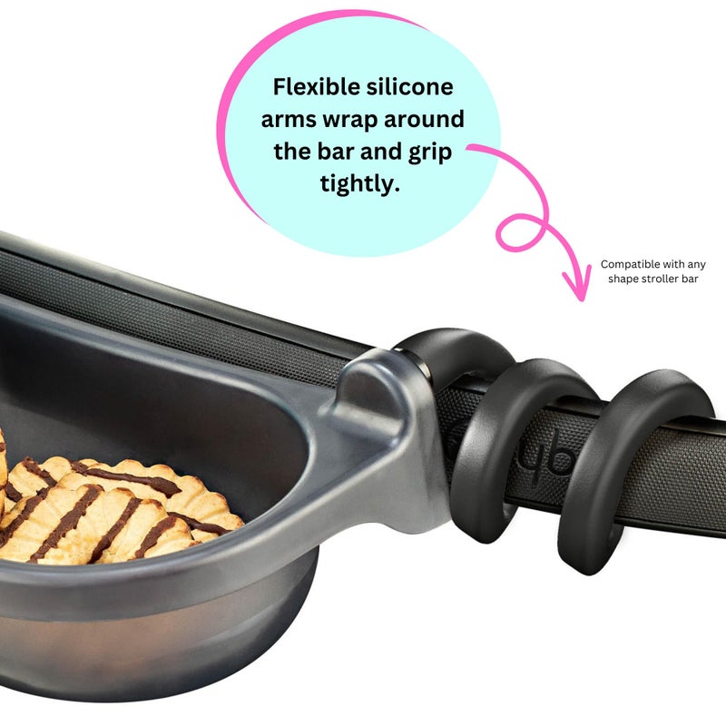 Swanoo Universal Stroller Snack Tray | Stroller Cup Holder | Silicone Arms Grip Stroller Bar Stays in Place | Stroller Tray Attachment with Cups Holder for Baby Toddler | Stroller Accessories - Image 2
