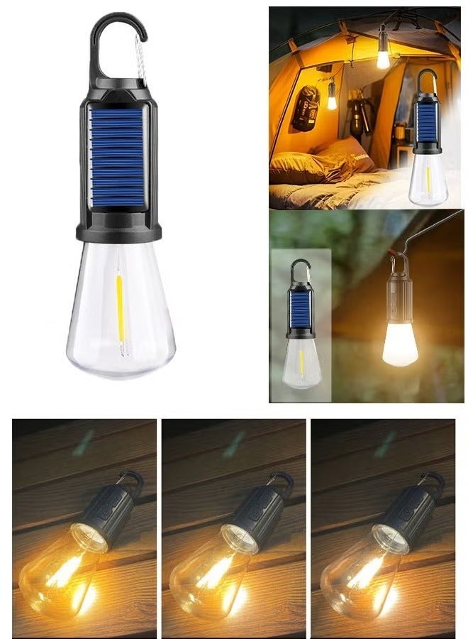 Solar Rechargeable Camping Lights, Waterproof LED Tent Lights with USB Cable, 3 Modes Hanging Camping Lantern, Hanging Lamp for Hiking, Emergency, Camping, Household, Car Repairing(1PCS) - Image 1