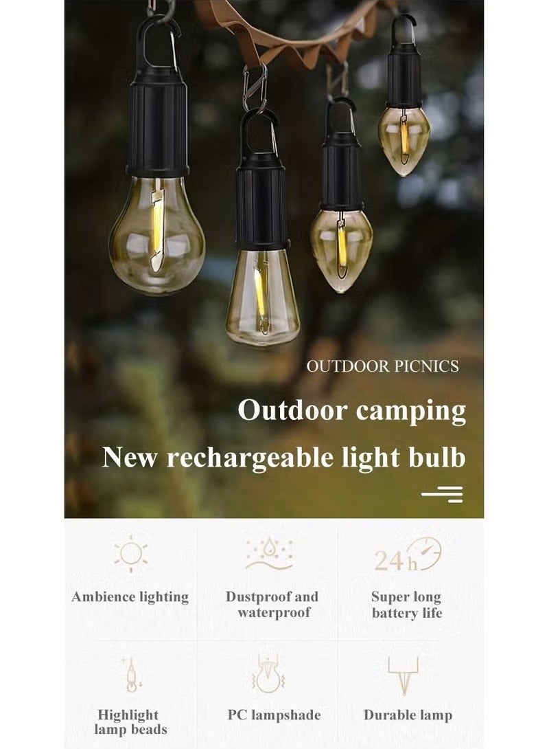 Solar Rechargeable Camping Lights, Waterproof LED Tent Lights with USB Cable, 3 Modes Hanging Camping Lantern, Hanging Lamp for Hiking, Emergency, Camping, Household, Car Repairing(1PCS) - Image 3