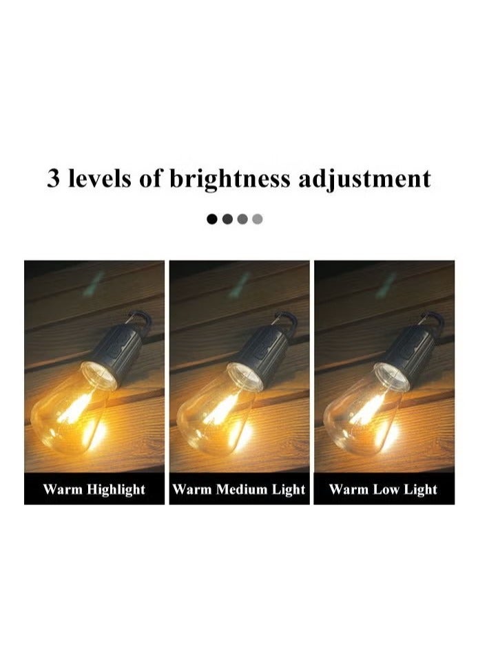 Solar Rechargeable Camping Lights, Waterproof LED Tent Lights with USB Cable, 3 Modes Hanging Camping Lantern, Hanging Lamp for Hiking, Emergency, Camping, Household, Car Repairing(1PCS) - Image 5