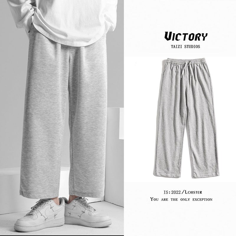 Boys All-Match Solid Color Sports Pants Men'S Trendy Straight Men'S Grey Casual Ins Loose Pants For - Image 4