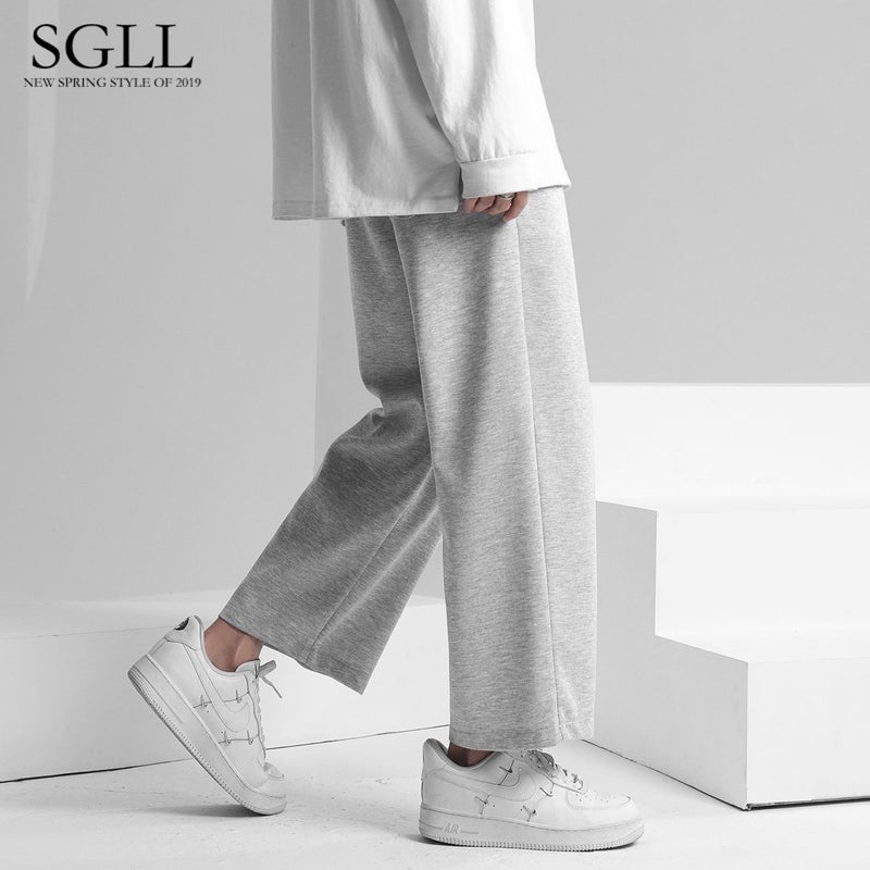 Boys All-Match Solid Color Sports Pants Men'S Trendy Straight Men'S Grey Casual Ins Loose Pants For - Image 2