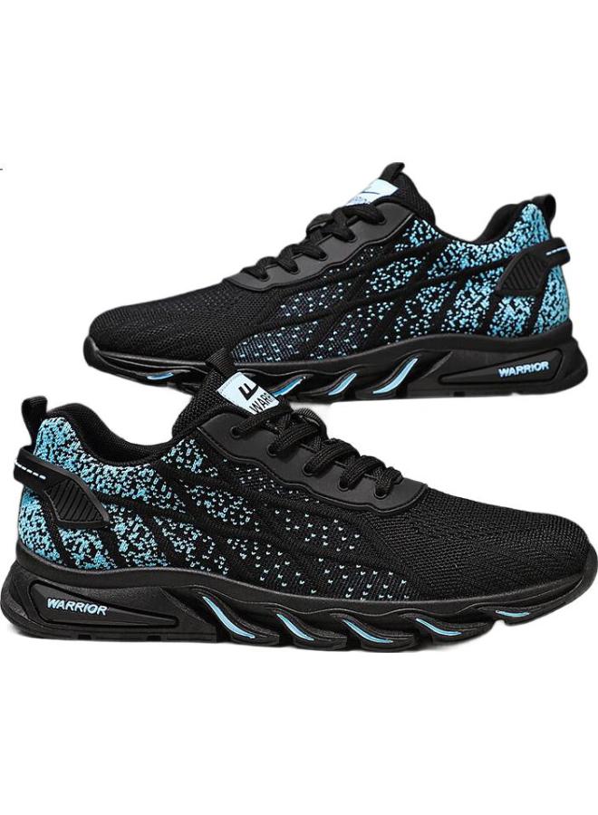 Pull Back Huili Men'S Shoes, Flyknit Mesh Upper, New Lightweight Breathable Versatile Sports Casual Shoes For Men, White/Blue, Size 40 - Image 3