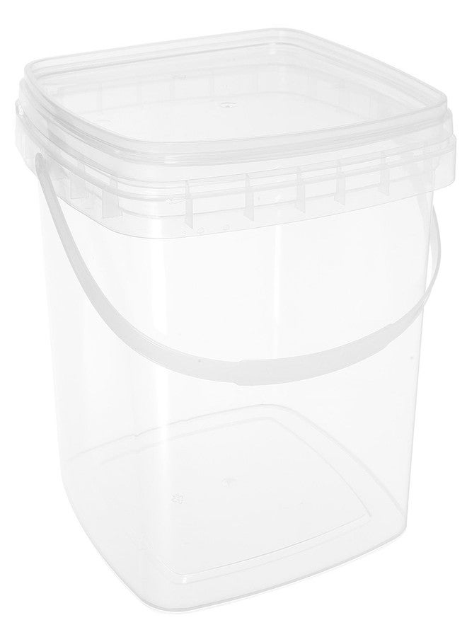أموسفون دلو بلاستيكي شفاف من أموسفن سعة 5 كوارت مع غطاء ومقبض - دلو ماء محمول سعة 5 لتر لتخزين المطبخ - Image 1
