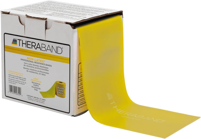 THERABAND Non-Latex Professional Resistance Band - 25 Yard Roll, Yellow, Light Resistance for Exercise and Rehabilitation - Image 1