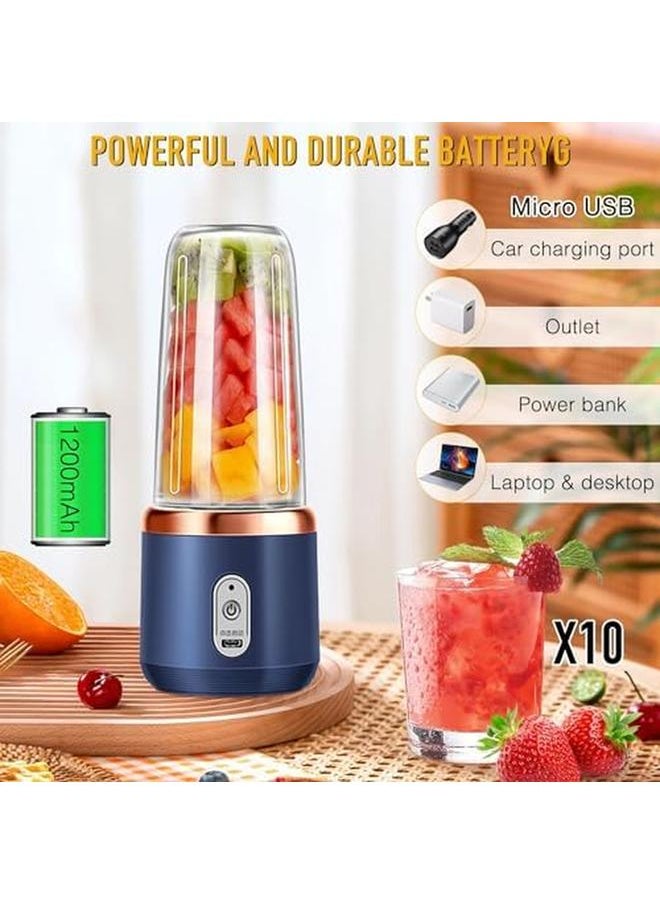 TOSCANA U - Portable Hand Blender Personal Blender Smoothie Maker 600Ml Portable Mini Electric Blender For Smoothies Milkshakes Fruits Frozen Protein 350W Silver Black St 62414 Blue - Image 1
