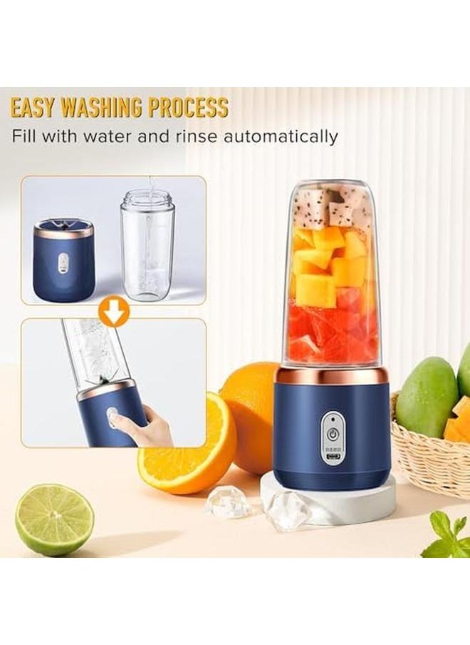 TOSCANA U - Portable Hand Blender Personal Blender Smoothie Maker 600Ml Portable Mini Electric Blender For Smoothies Milkshakes Fruits Frozen Protein 350W Silver Black St 62414 Blue - Image 1