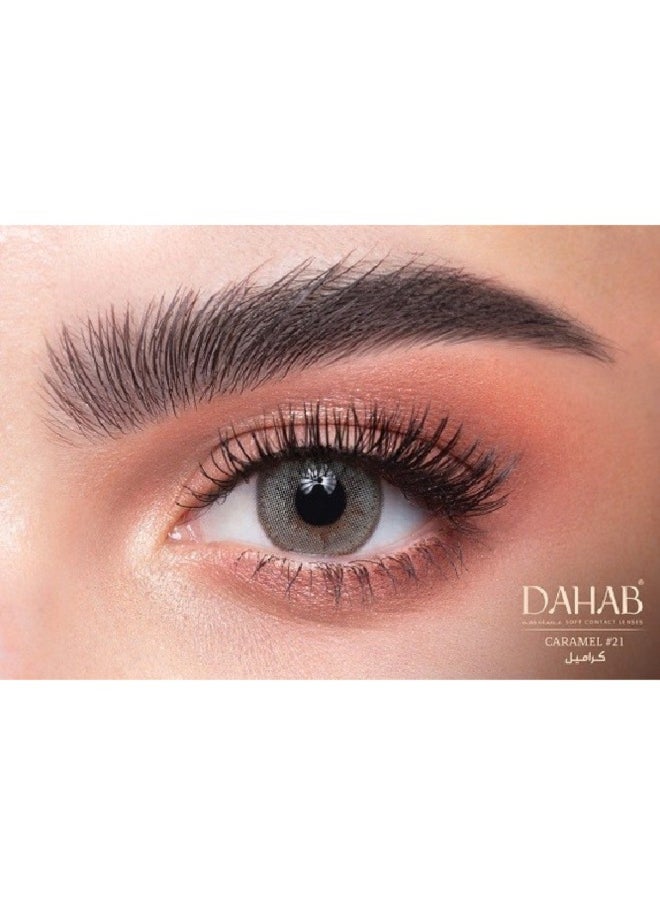 Dahab Caramel 9 Months Disposable Contact Lenses, Colored Contact Lenses, Cosmetic contact lenses, Green Contact Lenses, Pack Of 2  - Image 1