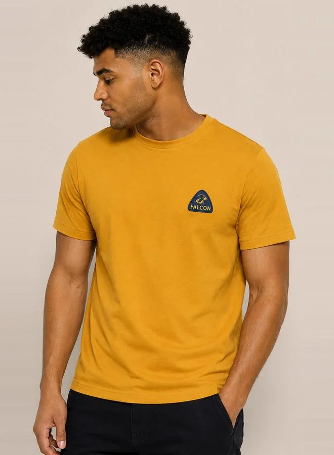Take Two Mustard Printed Crew Neck T-Shirt By Falcon