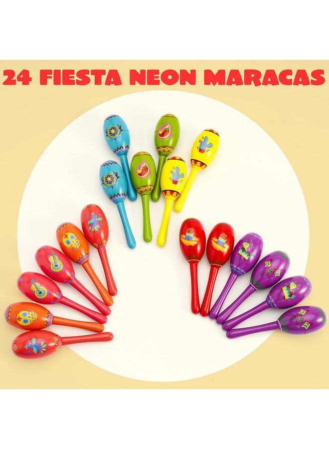 JOYIN 24 Pcs Cinco De Mayo Mini Wooden Maracas Musical Fun Party Favors For Birthday Party Favors Mexican Fiesta Decorations Luau Photo Props Carnivals Event Taco Tuesday Dia De Muertos Festivals - Image 3