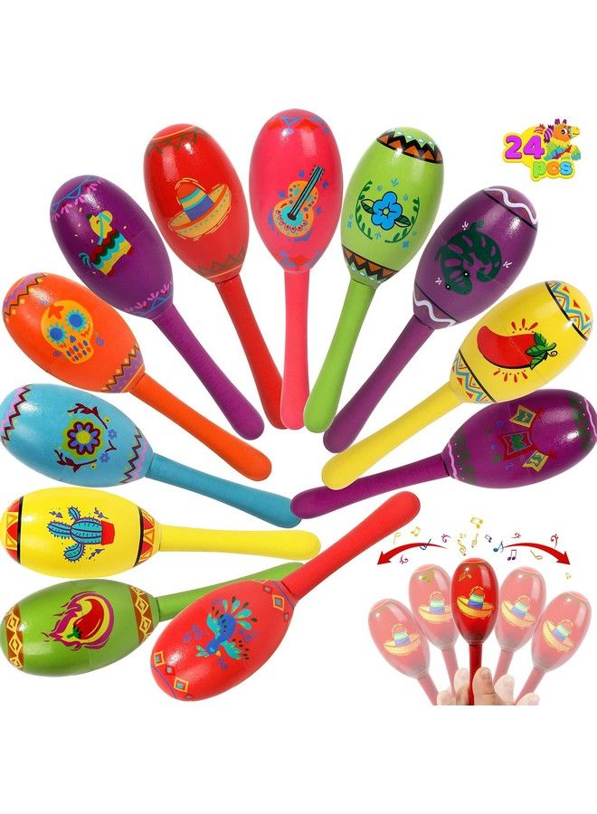 JOYIN 24 Pcs Cinco De Mayo Mini Wooden Maracas Musical Fun Party Favors For Birthday Party Favors Mexican Fiesta Decorations Luau Photo Props Carnivals Event Taco Tuesday Dia De Muertos Festivals - Image 2