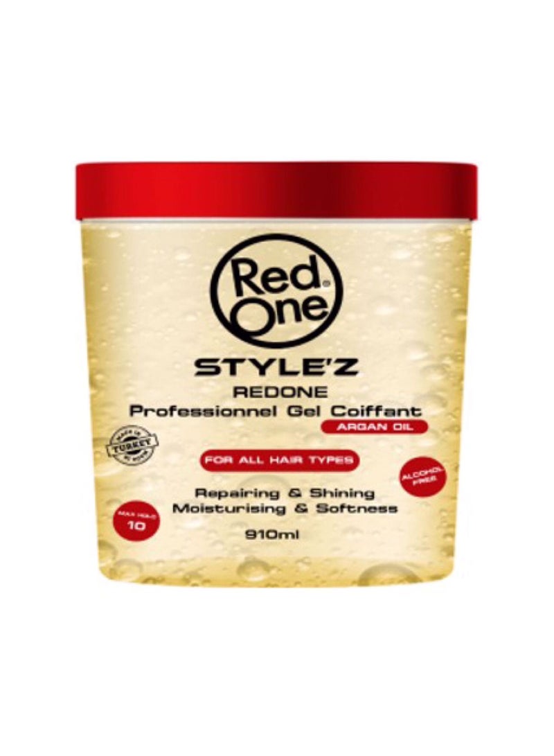RedOne Style'z Professional Hair Gel Argan Oil 910ml – Strong Hold & Long-Lasting Shine - Image 1