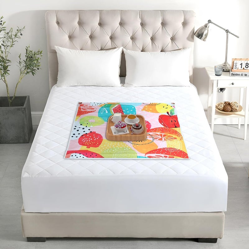 AAZEEM Waterproof Bed Server | Food Mat | Bedsheet Protector | Non - Reversible in 3D Printed with Laminated Nonwoven Back| Multicolor| - Image 1