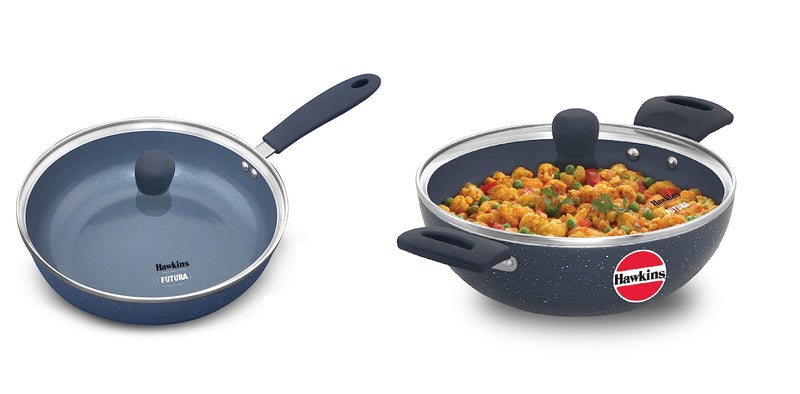 Hawkins Ceramic Nonstick Frying Pan, 24 cm and Kadhai 2.5 LTS, 2 Piece Combo Set - Image 1