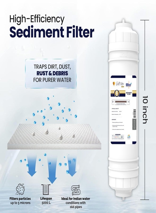 BioPlus Water Filter Kit for RO/UV/UF Purifiers – Sediment Filter 10"x2.5", Spun Filter 100g, GAC Carbon Filter, PAC Filter with Free pH Liquid Tester | Universal Pre-Filter Set for Clean & Healthy Water - Image 3