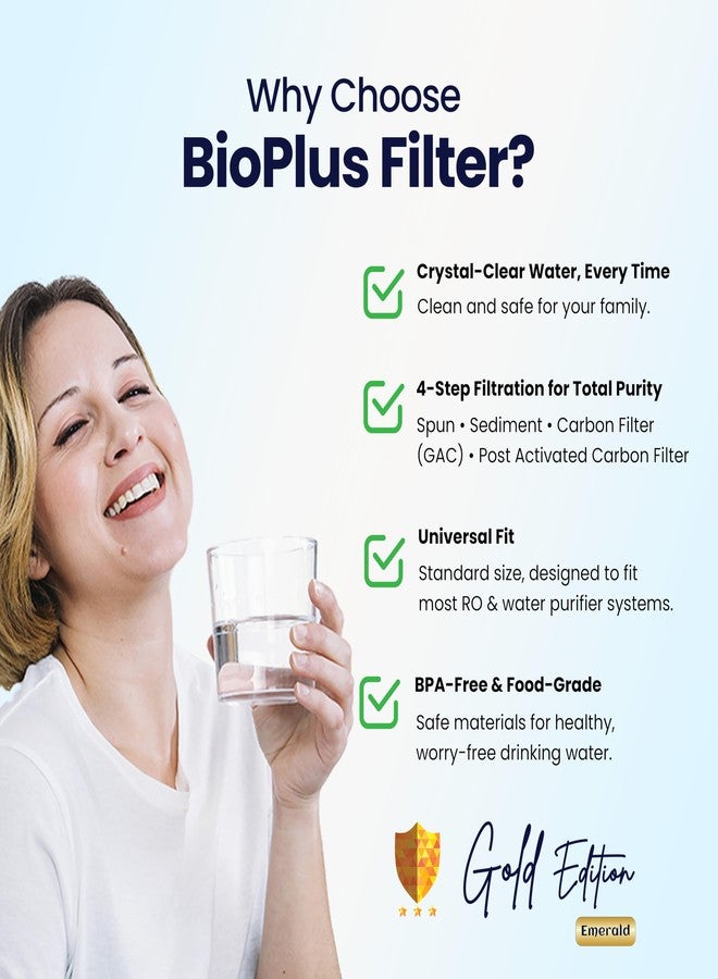 BioPlus Water Filter Kit for RO/UV/UF Purifiers – Sediment Filter 10"x2.5", Spun Filter 100g, GAC Carbon Filter, PAC Filter with Free pH Liquid Tester | Universal Pre-Filter Set for Clean & Healthy Water - Image 2