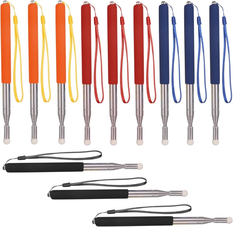 12 Pcs Teacher Pointer, 39.4 in Extendable Whiteboard Pointer with Lanyard, Soft Felt Tip, Anti-Slip Grip, Classroom Pointer Sticks - Image 2