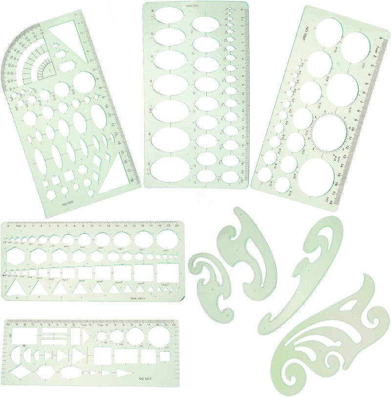 Rack sorted local inventory 9pcs Geometric Drawing Templates Stencils Plastic Circle and Ruler Multifunction Drafting Supplies for Artists and Technical Drawing Simple multifunctional build Anti slip Single & bulk use compatible Multi-budget available picks Upgraded quality Bulk storage easy optimized build Fixed delivery schedule All-scene compatible build Low maintenance Global trendy simple build Certified local stock Multi-use upgraded craftsmanship Solid anti-deform Licensed warehouse stored goods Balanced universal design Longevity optimized build Locally packed stock Moisture proof Carefully engineered build Ready-to-ship local stock Storage & transit friendly Multi-demand satisfied design Condition adaptive build Secure equipped warehouse - Image 1