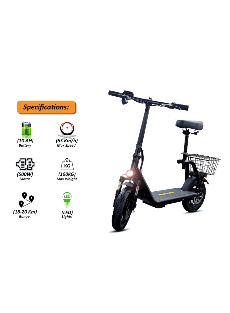 Mytoys MT756 Electric scooter 500W Brushless Motor, 65KM/H Max Speed,36V 10AH Battery, 30-35KM Range, Foldable Design Electric Scooter, 12â€ Off-Road Rubber Tires, Front Suspension, Dual Disc Brakes, LED Headlamp, Rear Luggage Tray â€“ MT756 - Image 1