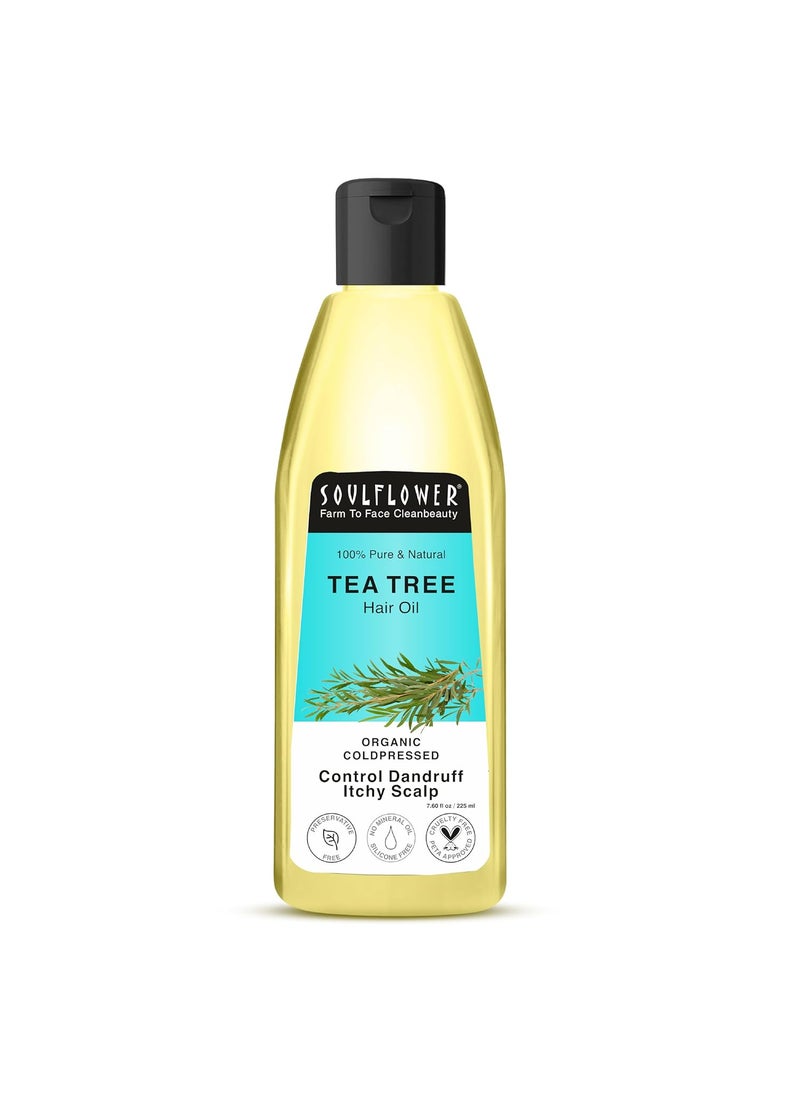Soulflower Soulflower Tea Tree Hair Oil for Dandruff & Hair Loss Control, Scalp Treatment - 100% Pure, Organic, Natural, Coldpressed, Vegan - 225 ml 