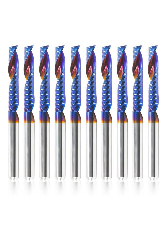 HQMaster CNC Router Bits 1/8 Inch Shank, 10 Pack End Mill Spiral Router Bit Milling Cutter Upcut Cutting Engraving Single Edged 1 Flute Tungsten Steel Kit 17mm CEL, 38.5mm OAL for Acrylic Plastic MDF - Image 1