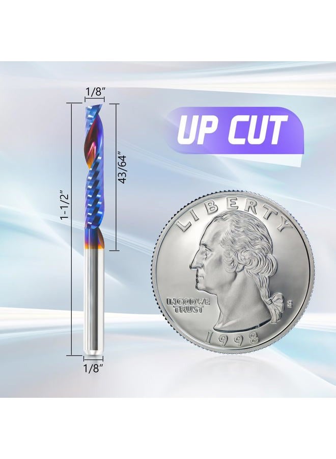 HQMaster CNC Router Bits 1/8 Inch Shank, 10 Pack End Mill Spiral Router Bit Milling Cutter Upcut Cutting Engraving Single Edged 1 Flute Tungsten Steel Kit 17mm CEL, 38.5mm OAL for Acrylic Plastic MDF - Image 2