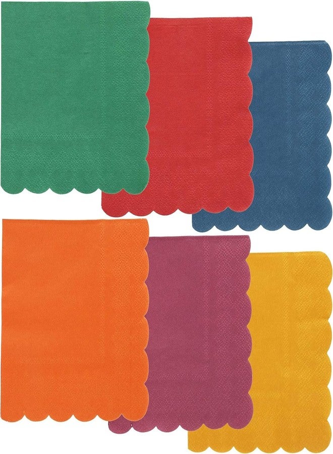 Juvale Cocktail Napkins - Scalloped Edges - Jewel Tone Design for Parties & Events - 240 Pack, 5 x 5 in, Multicolor, 2-Ply - Image 1