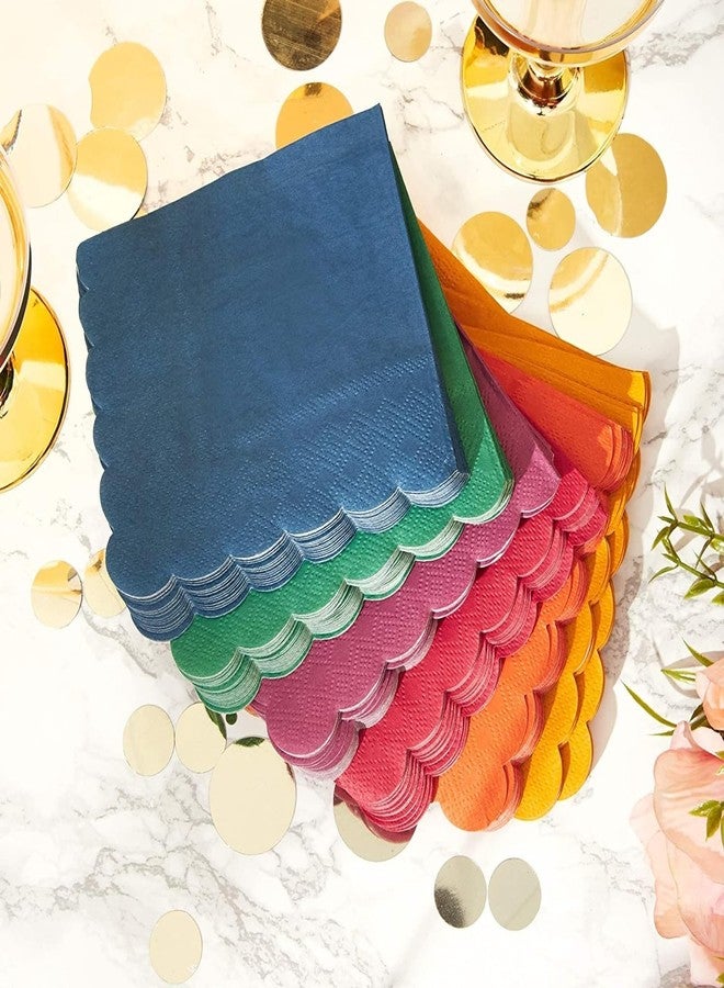 Juvale Cocktail Napkins - Scalloped Edges - Jewel Tone Design for Parties & Events - 240 Pack, 5 x 5 in, Multicolor, 2-Ply - Image 2
