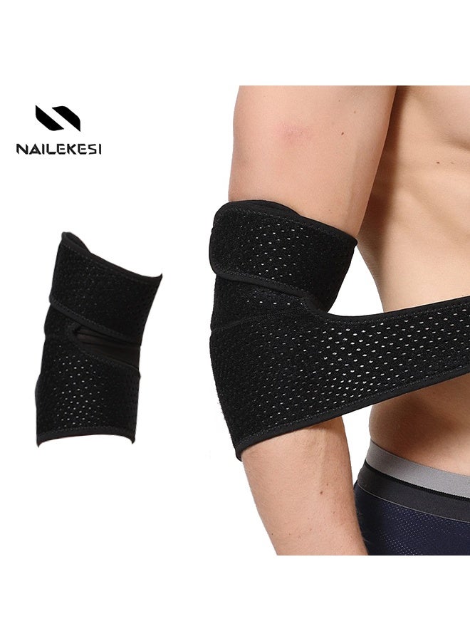نايليكيسي Elbow Support, Adjustable Breathable Elbow Brace for Men & Women, Tennis Elbow Sleeve, Elbow Strap Wraps for Golfer Tennis Weightlifting, Black - Image 1