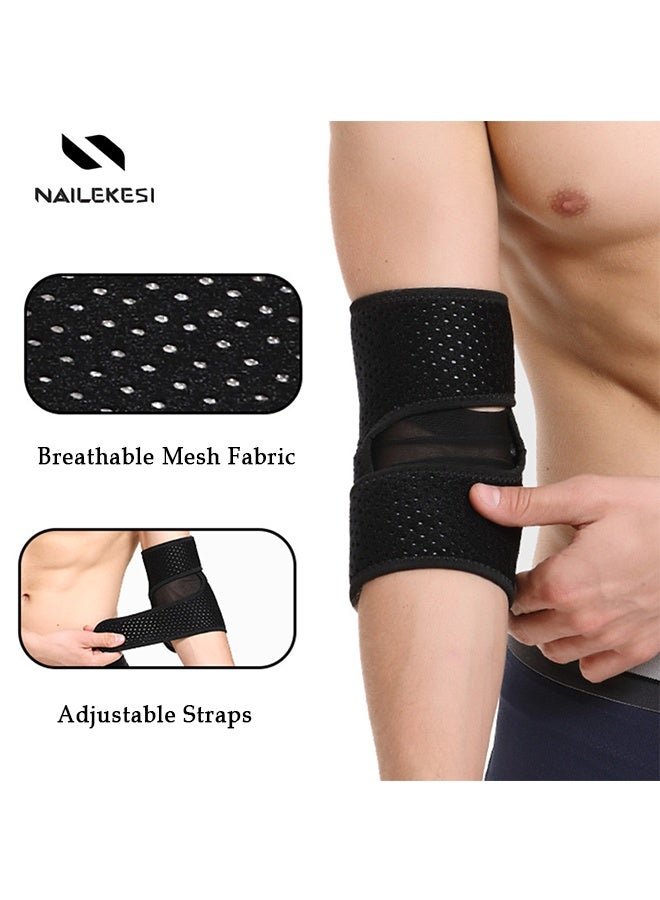 نايليكيسي Elbow Support, Adjustable Breathable Elbow Brace for Men & Women, Tennis Elbow Sleeve, Elbow Strap Wraps for Golfer Tennis Weightlifting, Black - Image 4