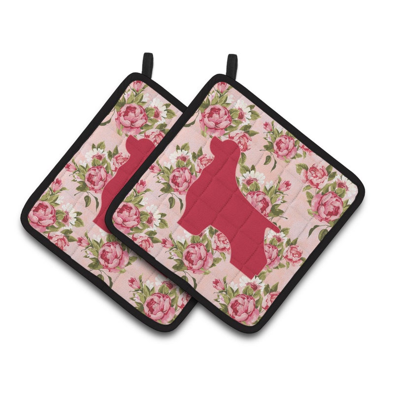 Caroline's Treasures ""Caroline's Treasures BB1075-RS-PK-PTHD Cocker Spaniel Shabby Chic Pink Roses Pot Holders (1 Pair)  7.5"""" x 7.5""""  Multicolor"" 