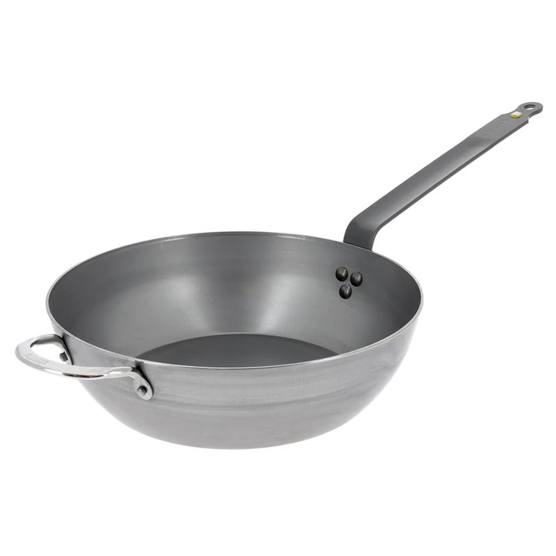 de Buyer MINERAL B Carbon Steel Country Fry Pan 125 Diameter 89 Cooking Surface Ideal for Sauteing Simmering Deep Frying Stir Frying OnePan Meals PFAS PFOA PFOS Free Made in France