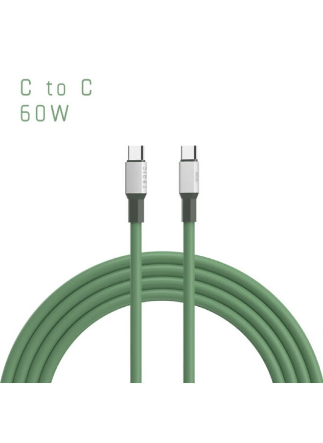 TEGIC Silicone Cable Fast Charging PD Data Cable with Magnetic Skin-friendly Silicone Dual USB-C Ports Type-C Charging Cable 60W 1.2m Green C to C Compatible with Apple iPhone 16/15/14 Pro Max - pzsku/ZAF762D345017B76FF681Z/45/_/1737523204/5b2f9839-8ade-4a3a-9cc0-5c5046b87350