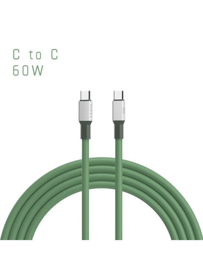 TEGIC Silicone Cable Fast Charging PD Data Cable with Magnetic Skin-friendly Silicone Dual USB-C Ports Type-C Charging Cable 60W 1.2m Green C to C Compatible with Apple iPhone 16/15/14 Pro Max - Image 1
