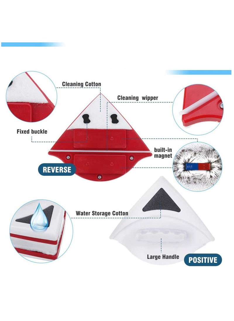 Excefore - Magnetic Window Cleaner, Window Cleaning Tool, Magnetic Window Cleaner Double Sided, Window Double Sided Cleaner with 2 Long Anti-Falling Rope, Red - Image 1