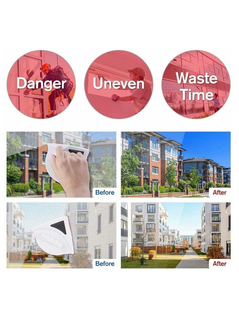Excefore - Magnetic Window Cleaner, Window Cleaning Tool, Magnetic Window Cleaner Double Sided, Window Double Sided Cleaner with 2 Long Anti-Falling Rope, Red - Image 1