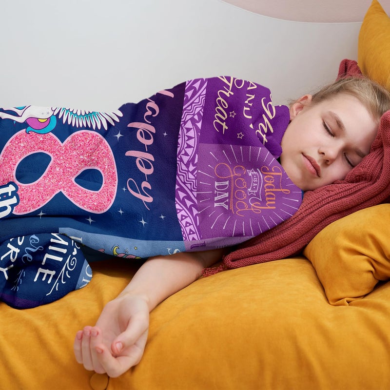 Solzien 8 Year Old Girl Birthday Gift Ideas Blanket 60""x50""  Best Gifts for 8 Year Old Girls  8th Birthday Gifts for Girl  Birthday Gifts for 8 Year Old Girl  8th Birthday Decorations for Girls - Image 5