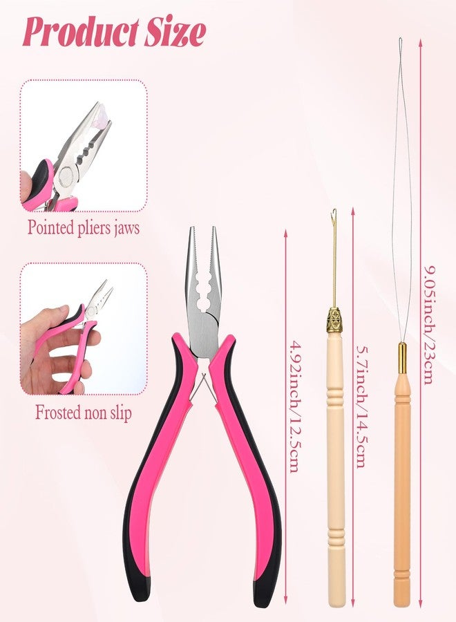 سيبا مجموعة أدوات تمديد الشعر الاحترافية من سيبا، تتضمن كماشة بثلاثة ثقوب، وأدوات وصلات دقيقة، وخطاف سحب، وكماشة شعر من الفولاذ المقاوم للصدأ لتطبيقات وصلات الخرز والحلقات الدقيقة. - Image 2