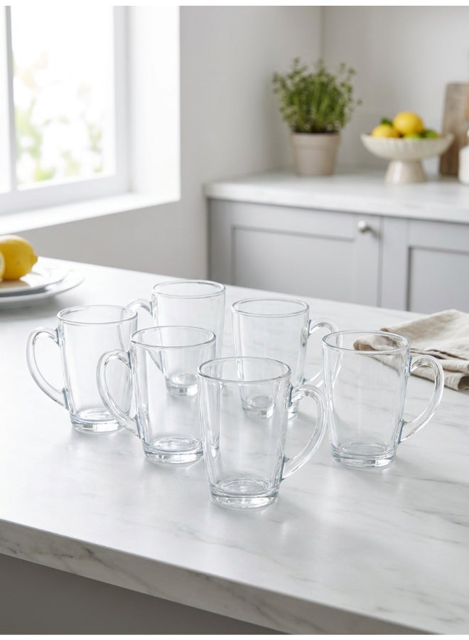 Luminarc New Morning 6 piece Tea & Coffee Mug Set 9 cl, Tempered Glass, Dishwasher safe, Micowave safe - Image 2