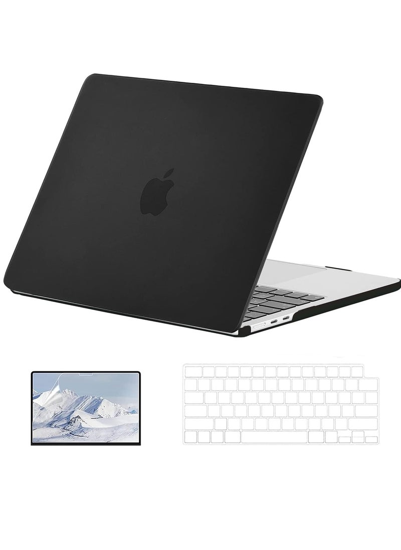 Generic EooCoo Hard Shell Plastic Case Compatible for MacBook Air 13.6 inch M3 A3113 M2 A2681 with Retina Display & Touch ID,Air 13 Release 2024-2022 with Keyboard Skin Cover& Screen Protector-Matte Black  - Image 1