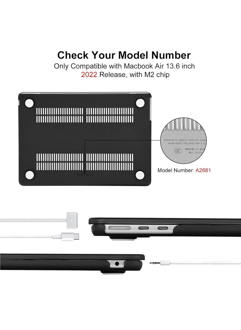 Generic EooCoo Hard Shell Plastic Case Compatible for MacBook Air 13.6 inch M3 A3113 M2 A2681 with Retina Display & Touch ID,Air 13 Release 2024-2022 with Keyboard Skin Cover& Screen Protector-Matte Black  - Image 3