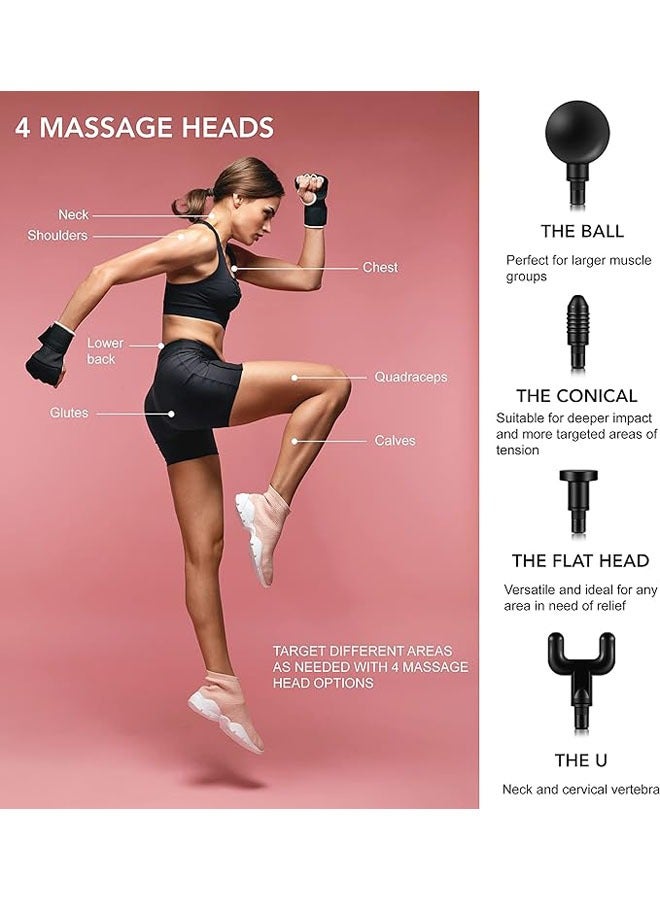 Generic Mini Rechargeable Portable Deep Tissue Massage Gun, Fitness Muscle Fascia Gun Impact Gun with 32 speeds and 4 massage heads - Image 2